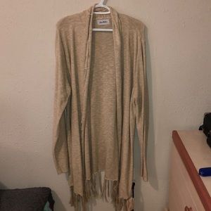 Plus Size Tan Fringe Cardigan